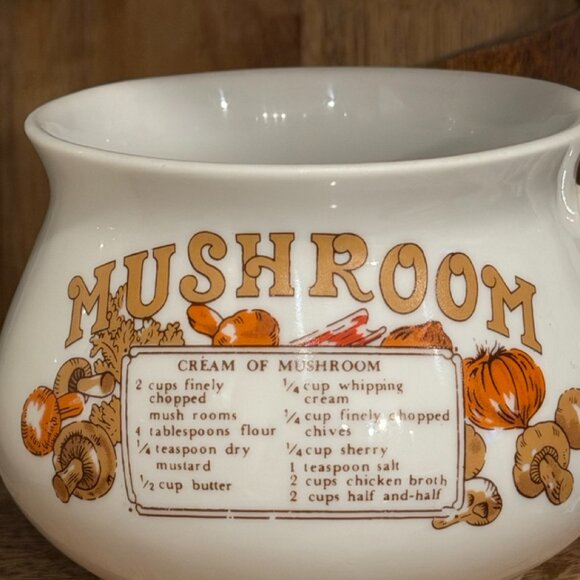 Vintage Mushroom Soup Recipe Bowl Mug Cup Fine Porcelain - Picture 2 of 6